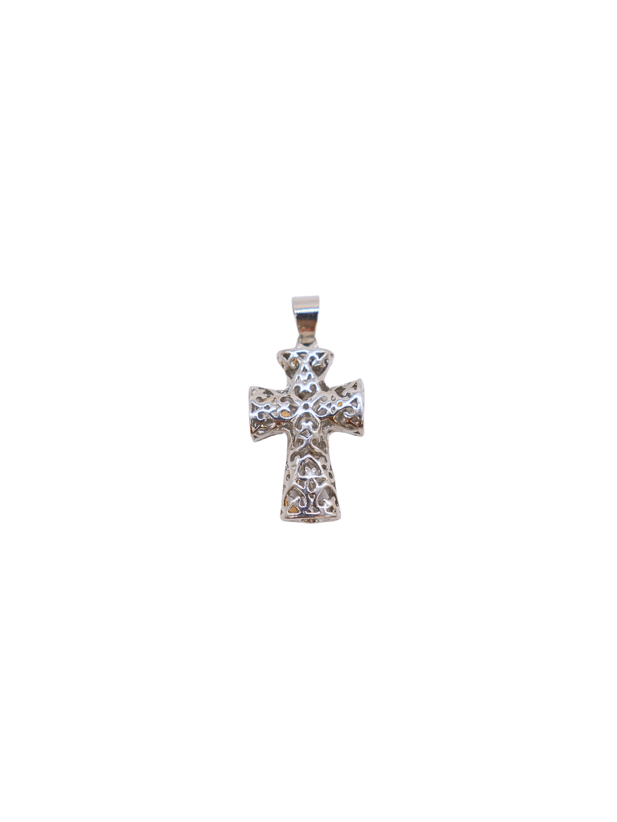 Front of Silver Carved Cross Charm