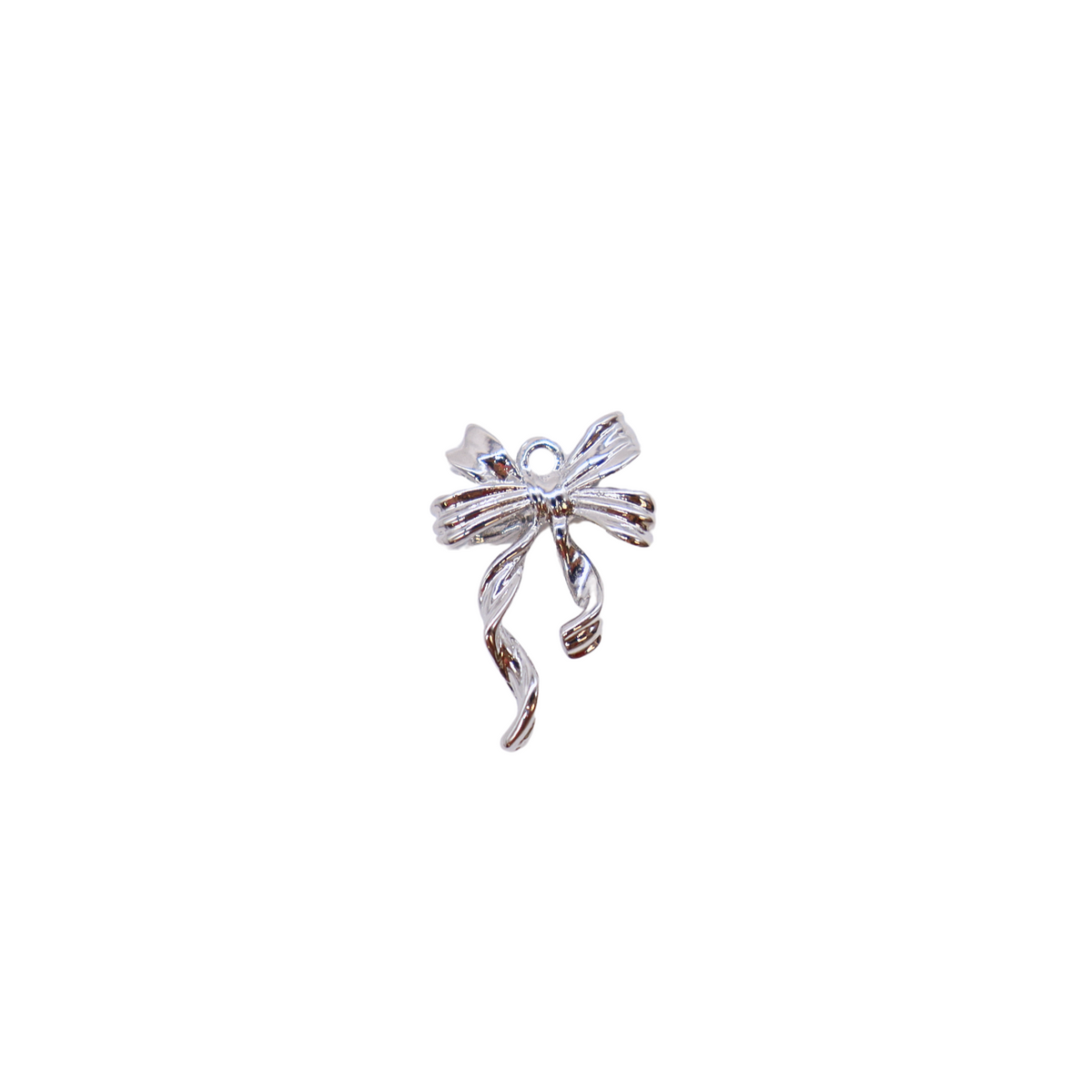Front of Silver Ribbon Bow Charm