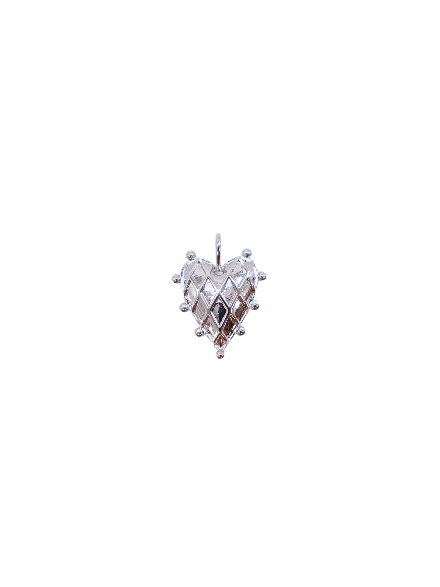 Front of Silver Argyle Studded Heart Charm