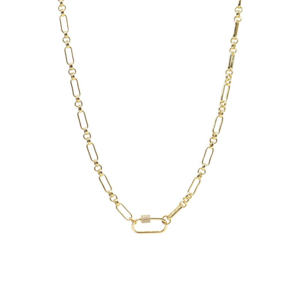 Transparent Gold Anna Necklace with Large Gabi Carabiner