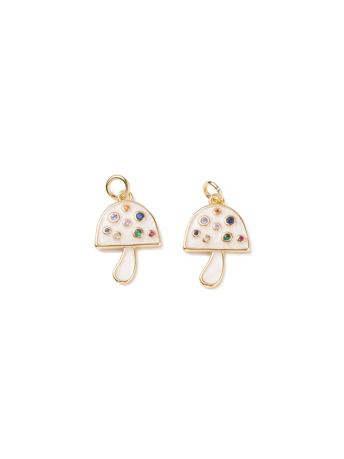 Front of Gold & Pearlescent Embellished Mushroom Charm