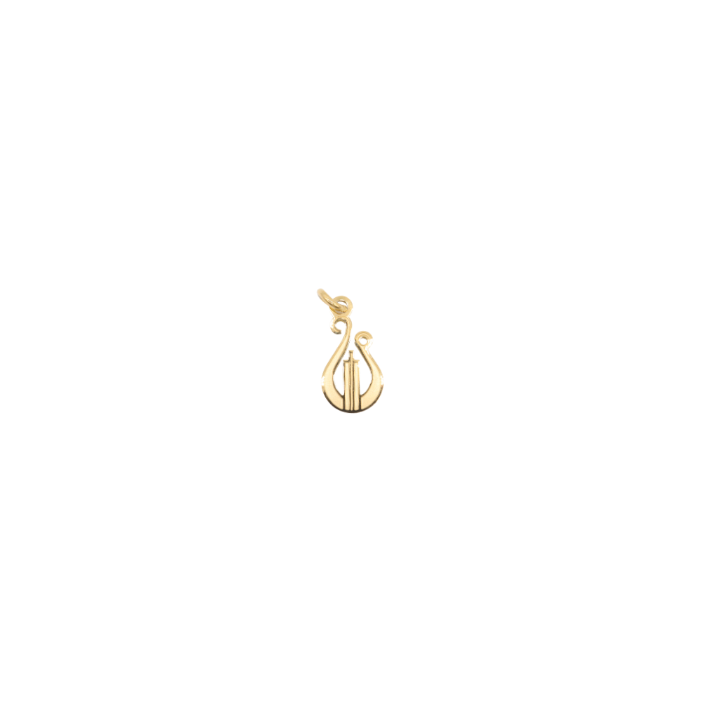 Gold lyre charm on a transparent background
