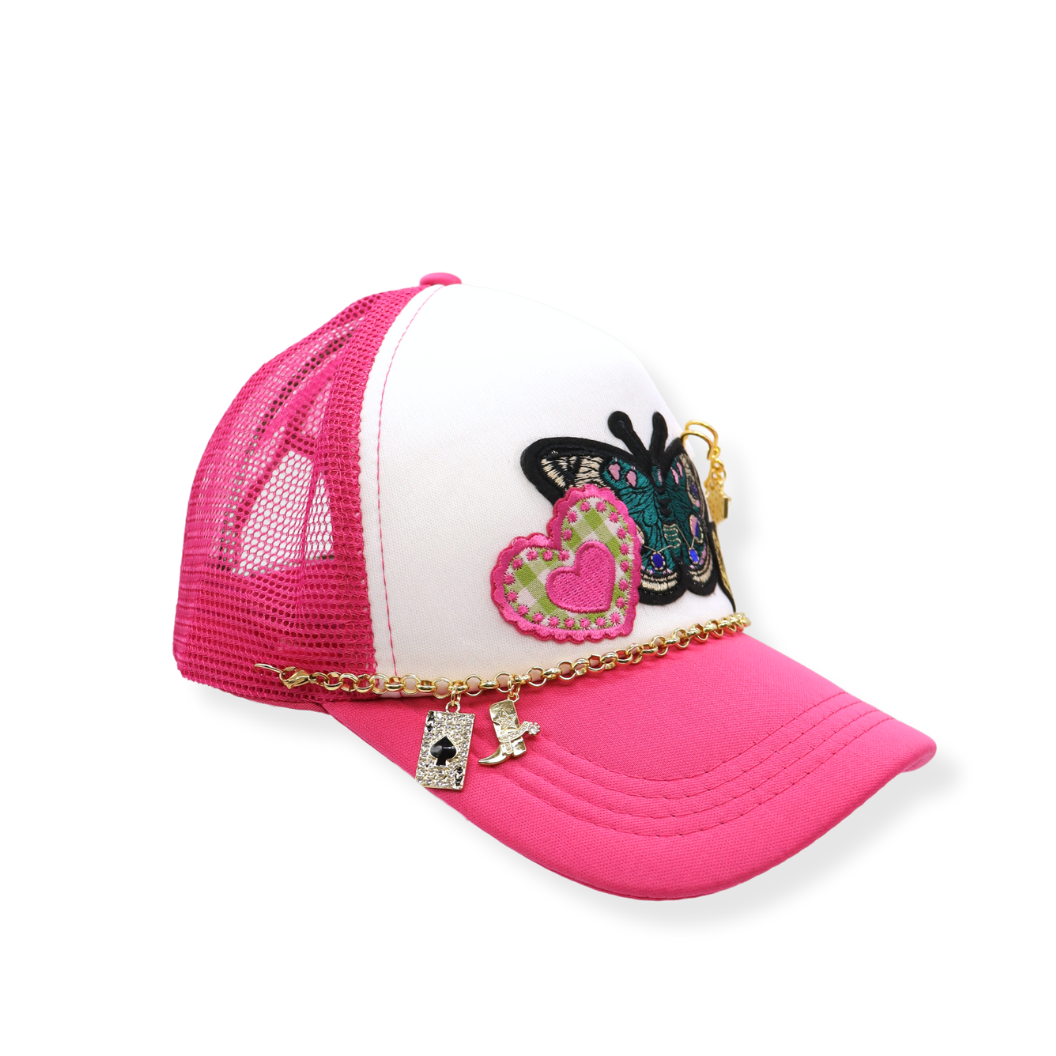 Gold Eleanor Trucker Hat Chain on trucker hat