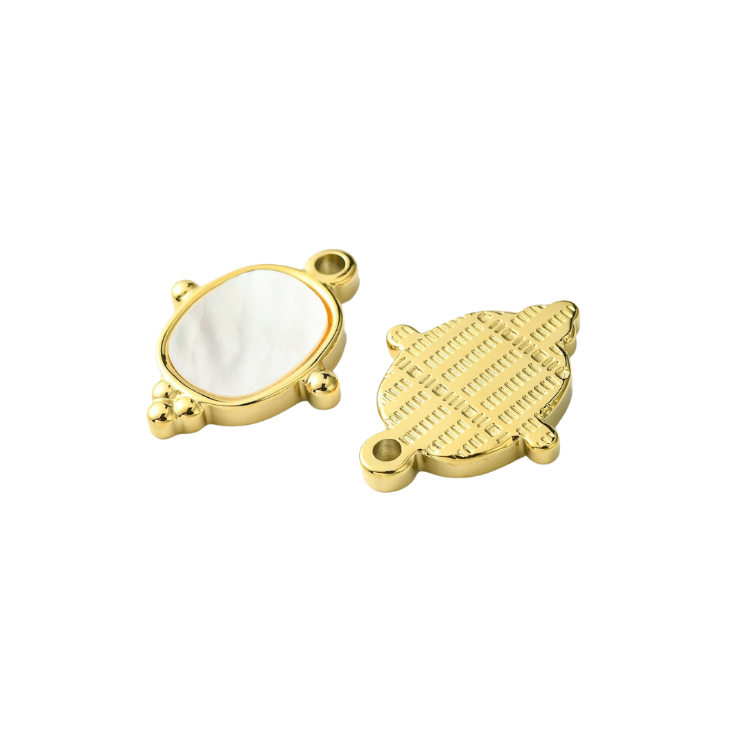 Front & back view of the Gold Abalone Pendant