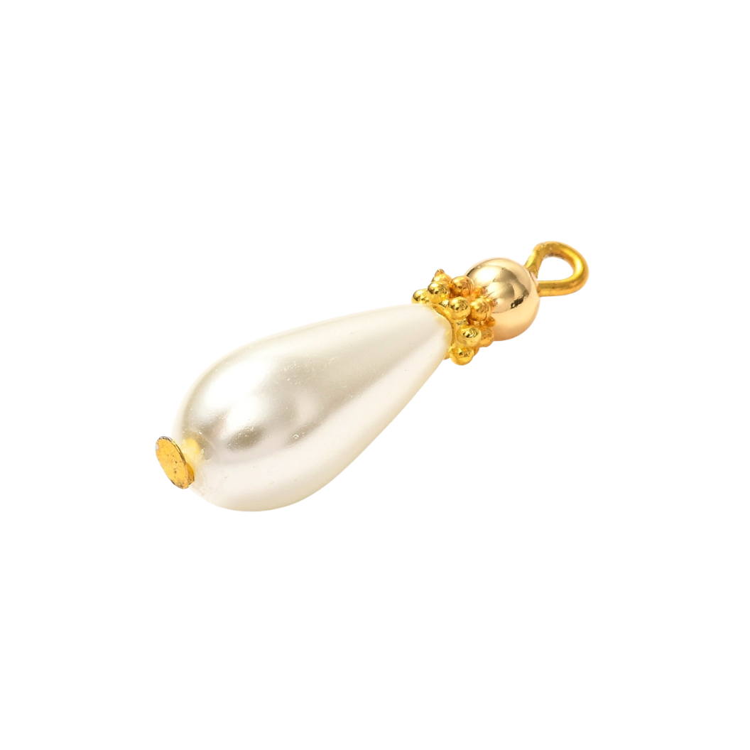 Gold Pearl Vintage Teardrop Charm