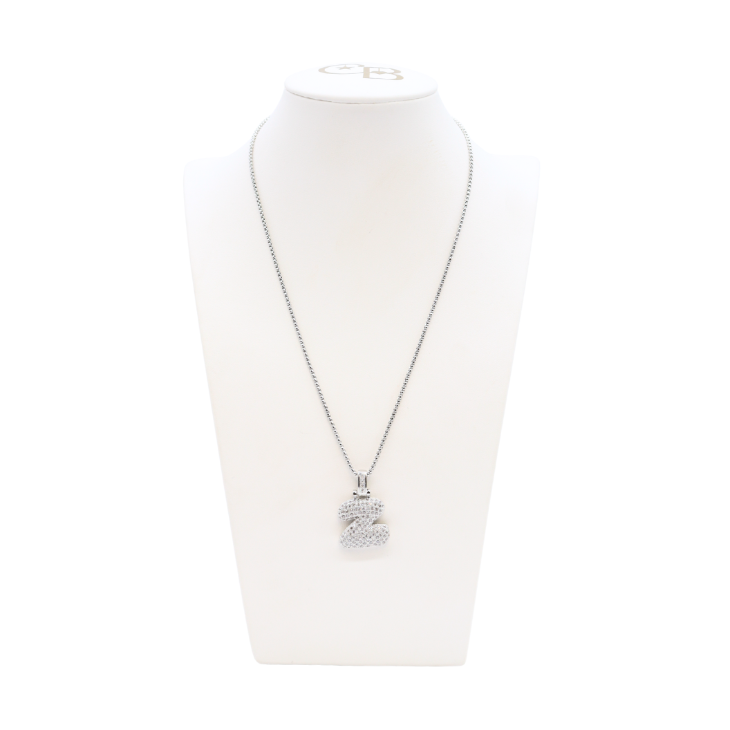 Silver Rhinestone Letter Bubble Necklace
