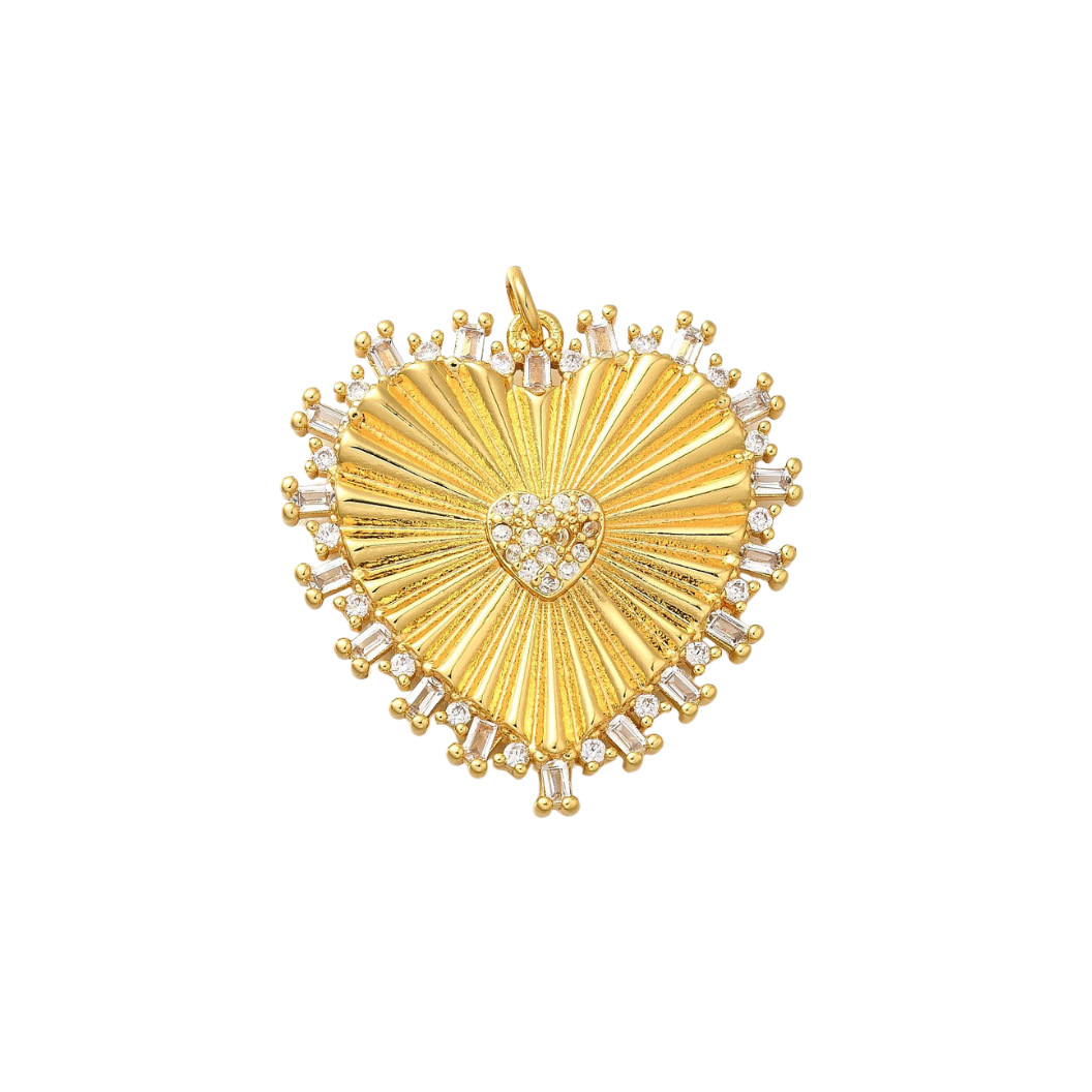 Transparent Gold Eternal Heartburst with Cubic Zirconia Charm 