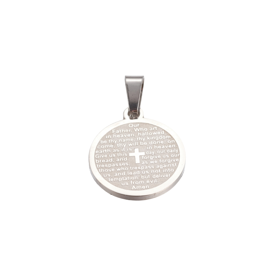 White background Silver Lord's Prayer 
