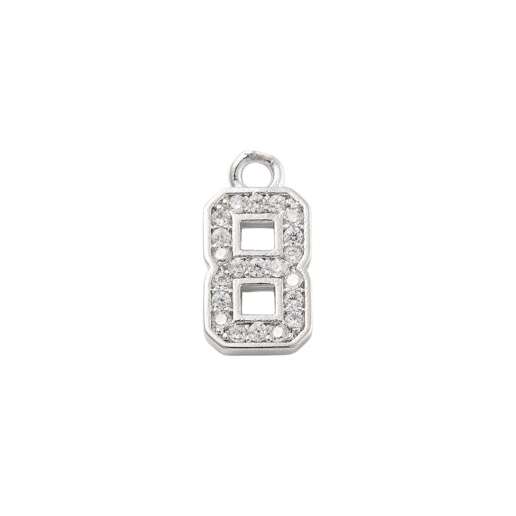 Silver Pave Number Charm | Number Charm