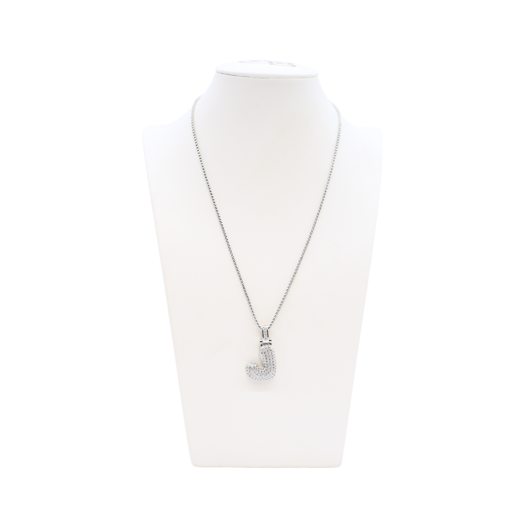 Silver Rhinestone Letter Bubble Necklace