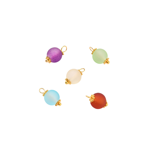 Gold Frosted Glass Bead Charm | Assorted