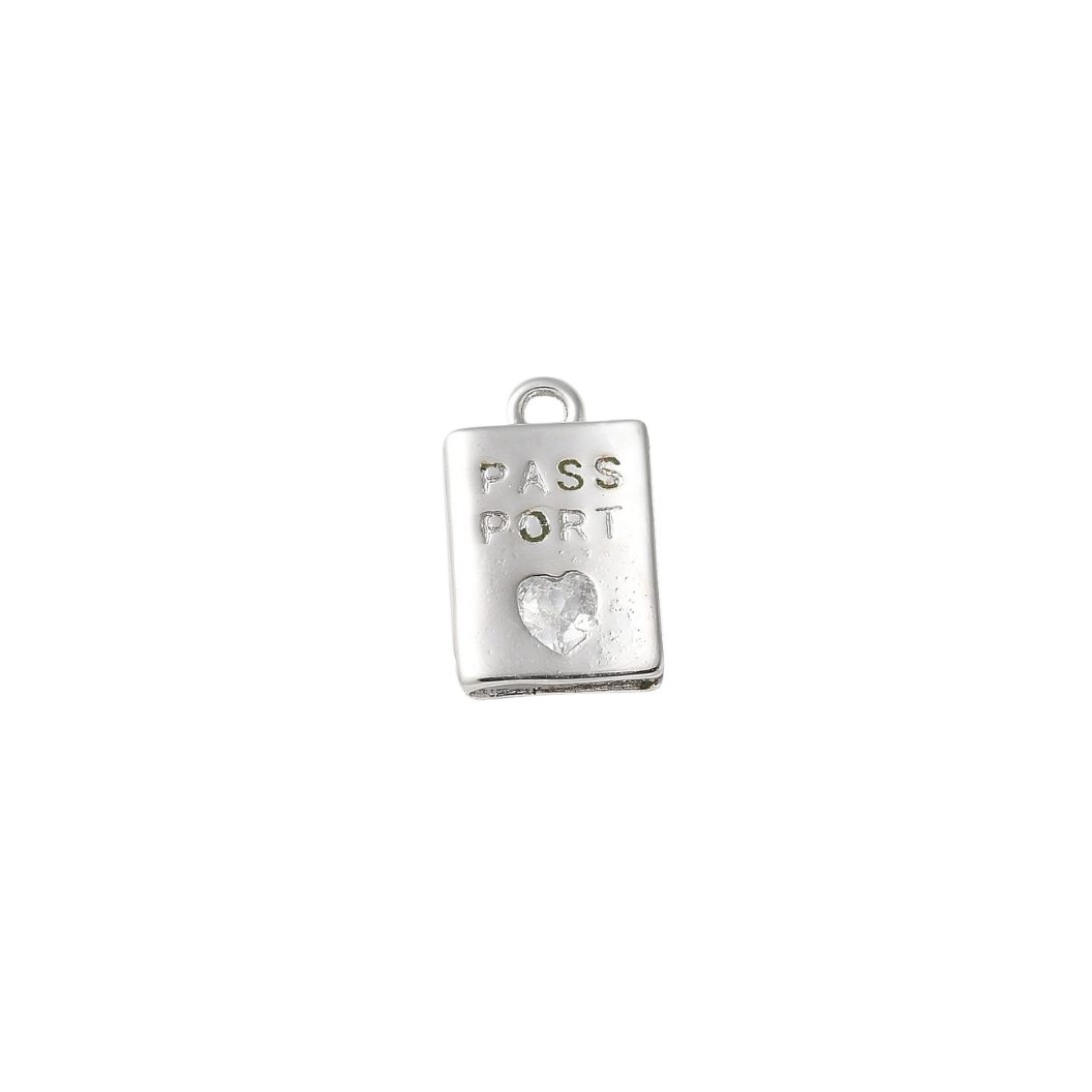 Transparent Silver Passport to Travel Charm 