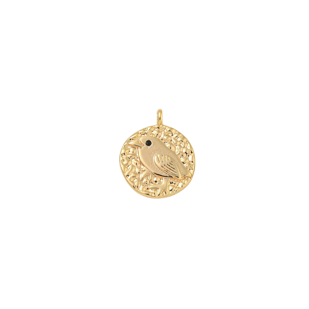 Gold Whispering Wren Charm