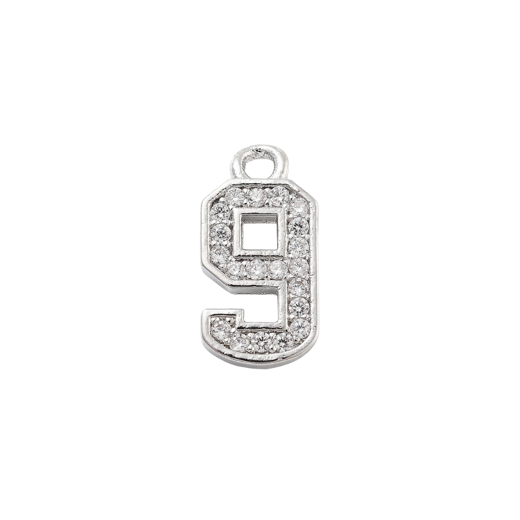 Silver Pave Number Charm | Number Charm