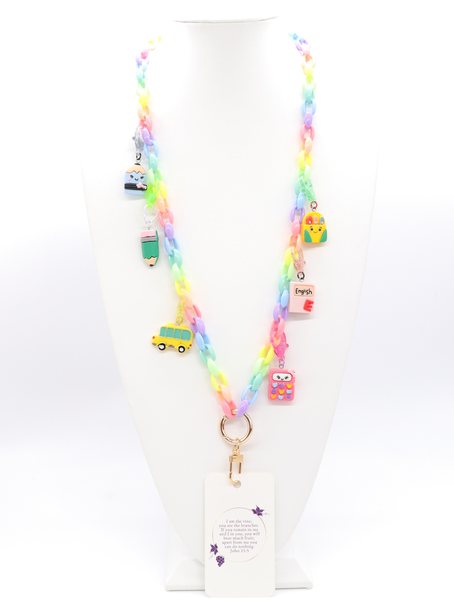 Pastel Rainbow Lanyard with charms