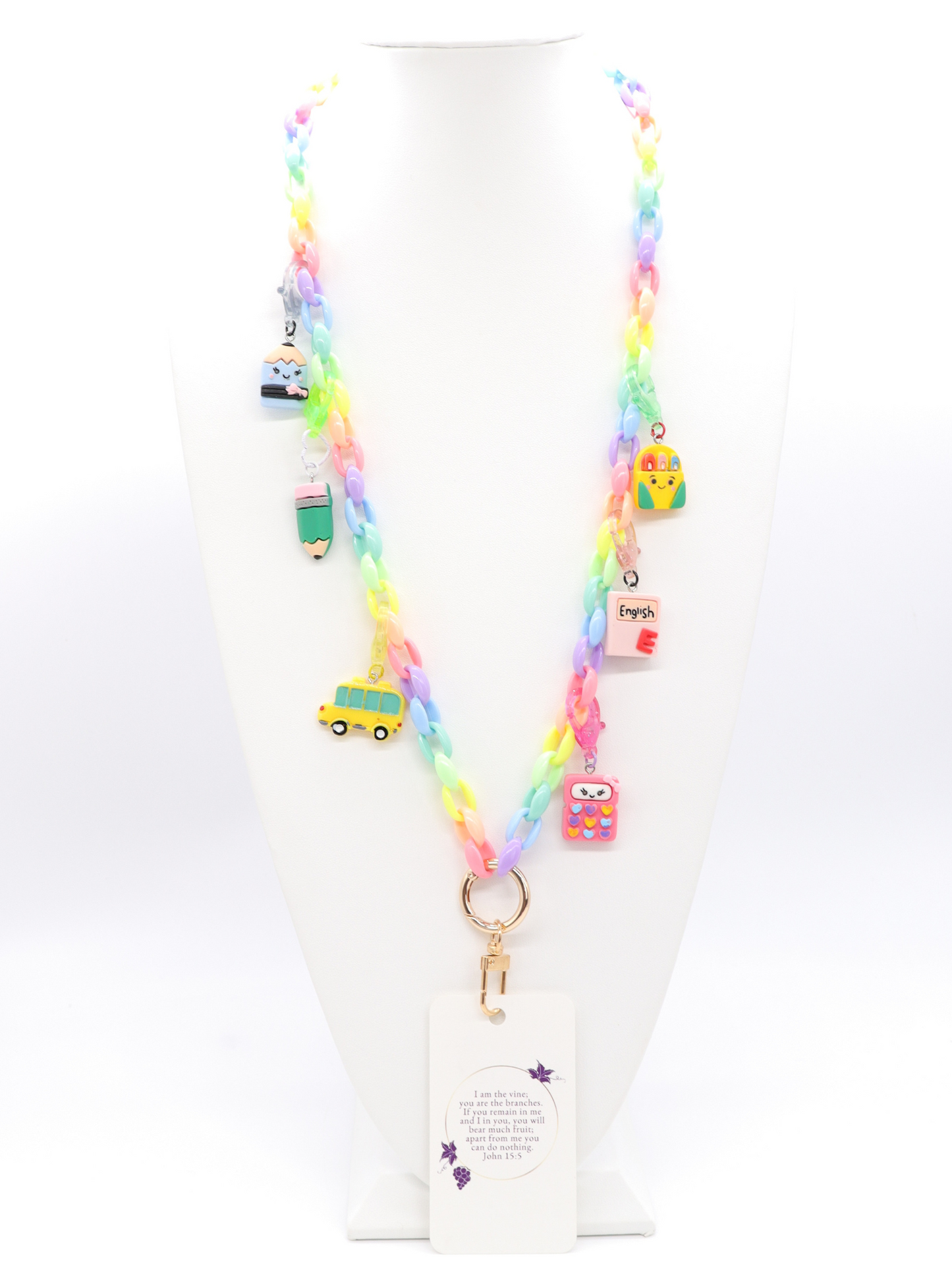 Rainbow lanyard with charms