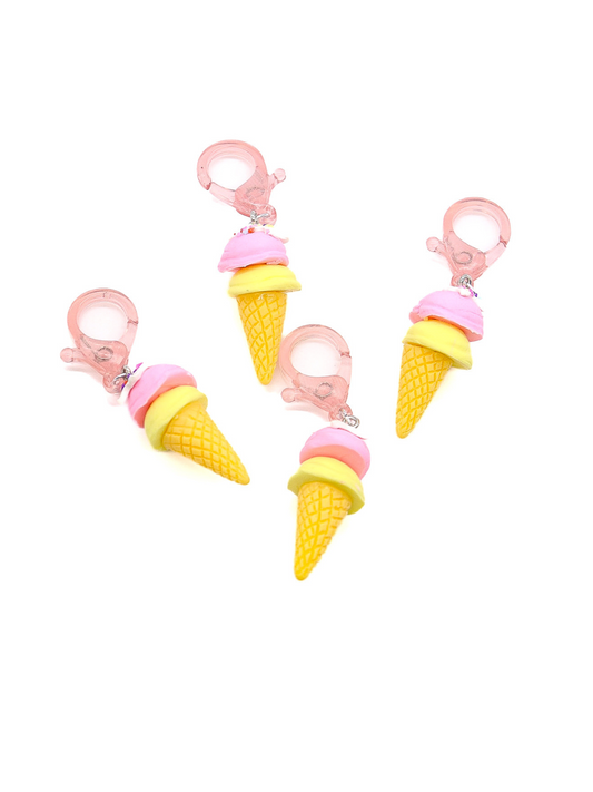 Pink Ice Cream Cone Lanyard Charm