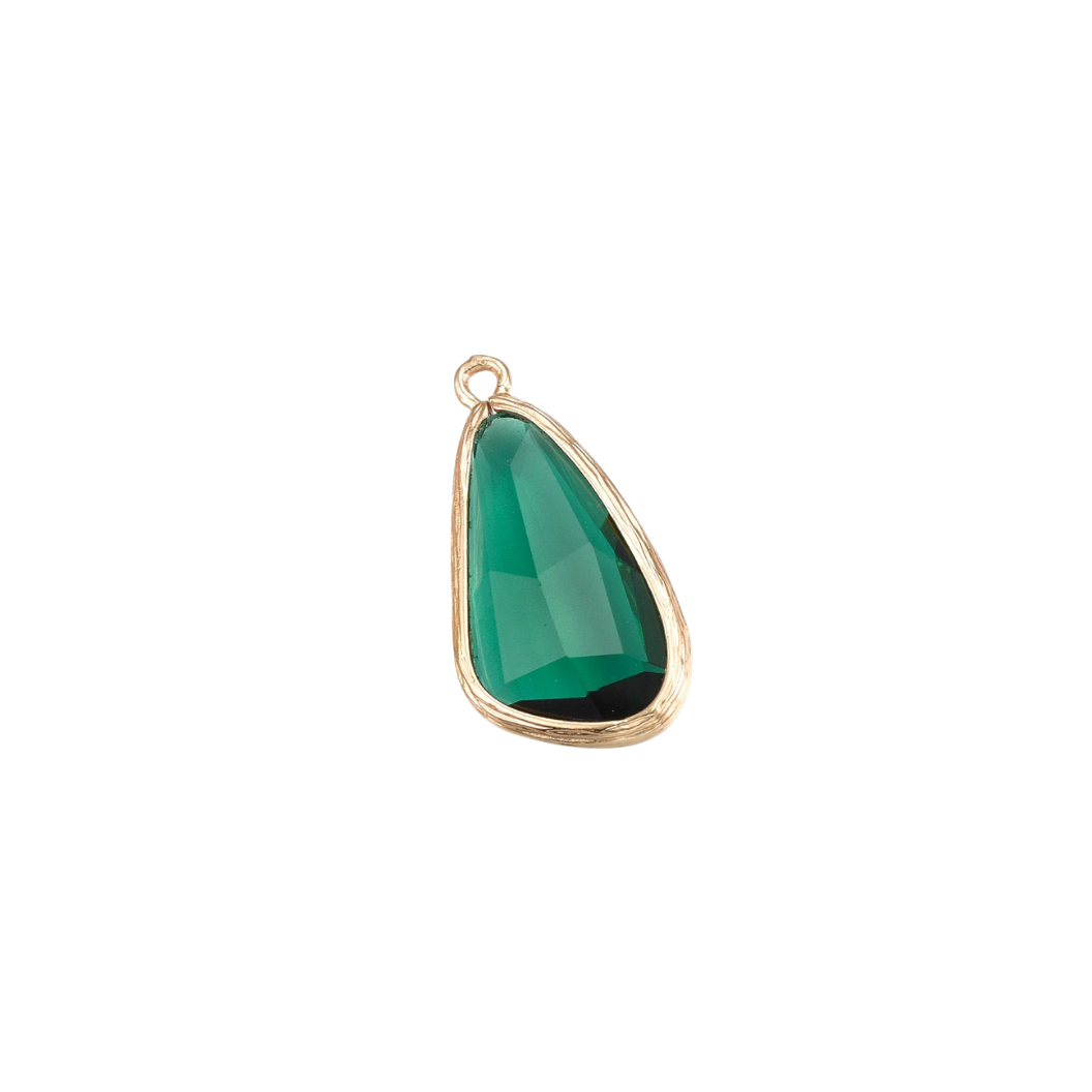 Front View of the Gold Faceted Prism Drop Charm | Assorted