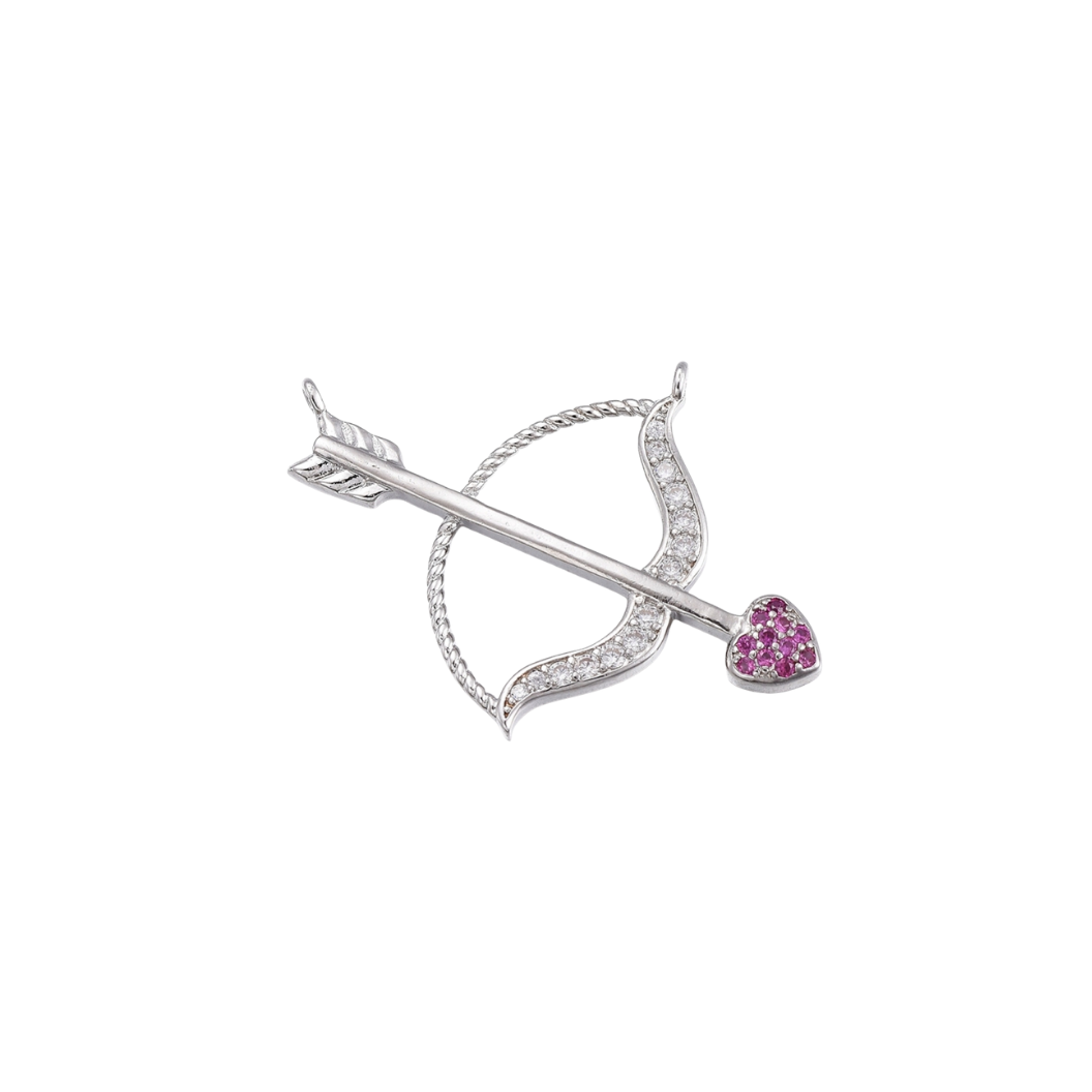 Silver Cupid Bow & Arrow with Cubic Zirconia Charm