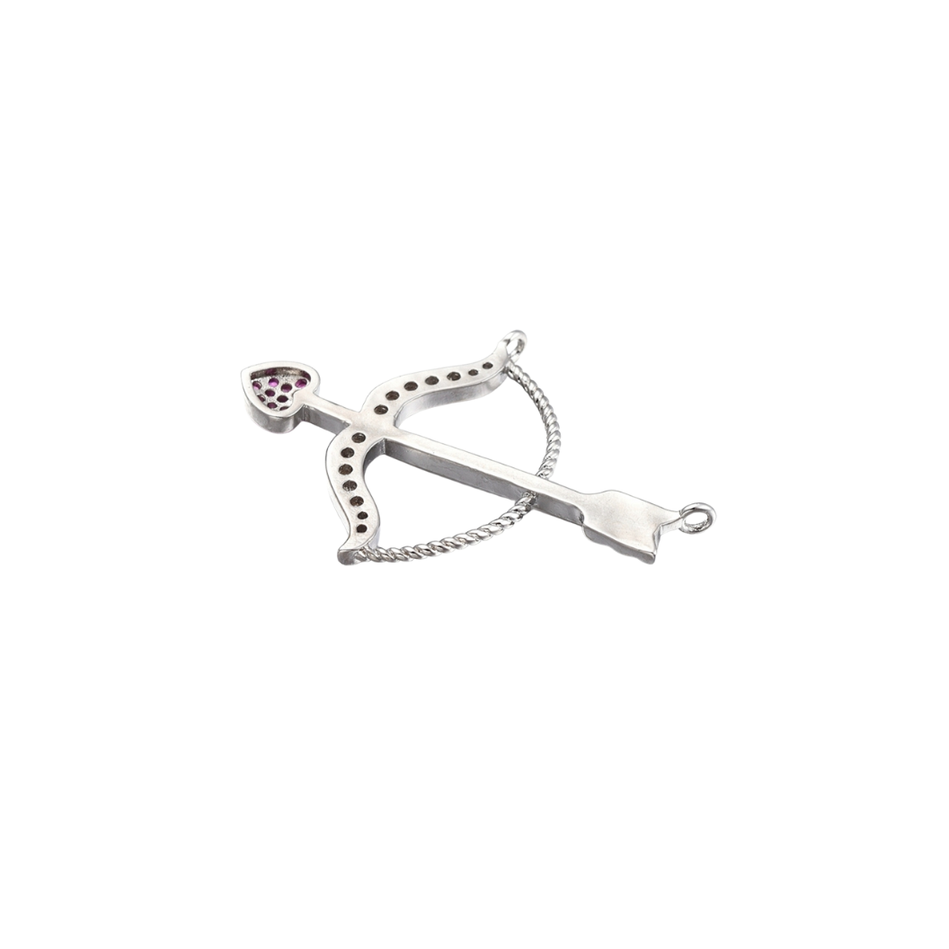 Silver Cupid Bow & Arrow with Cubic Zirconia Charm