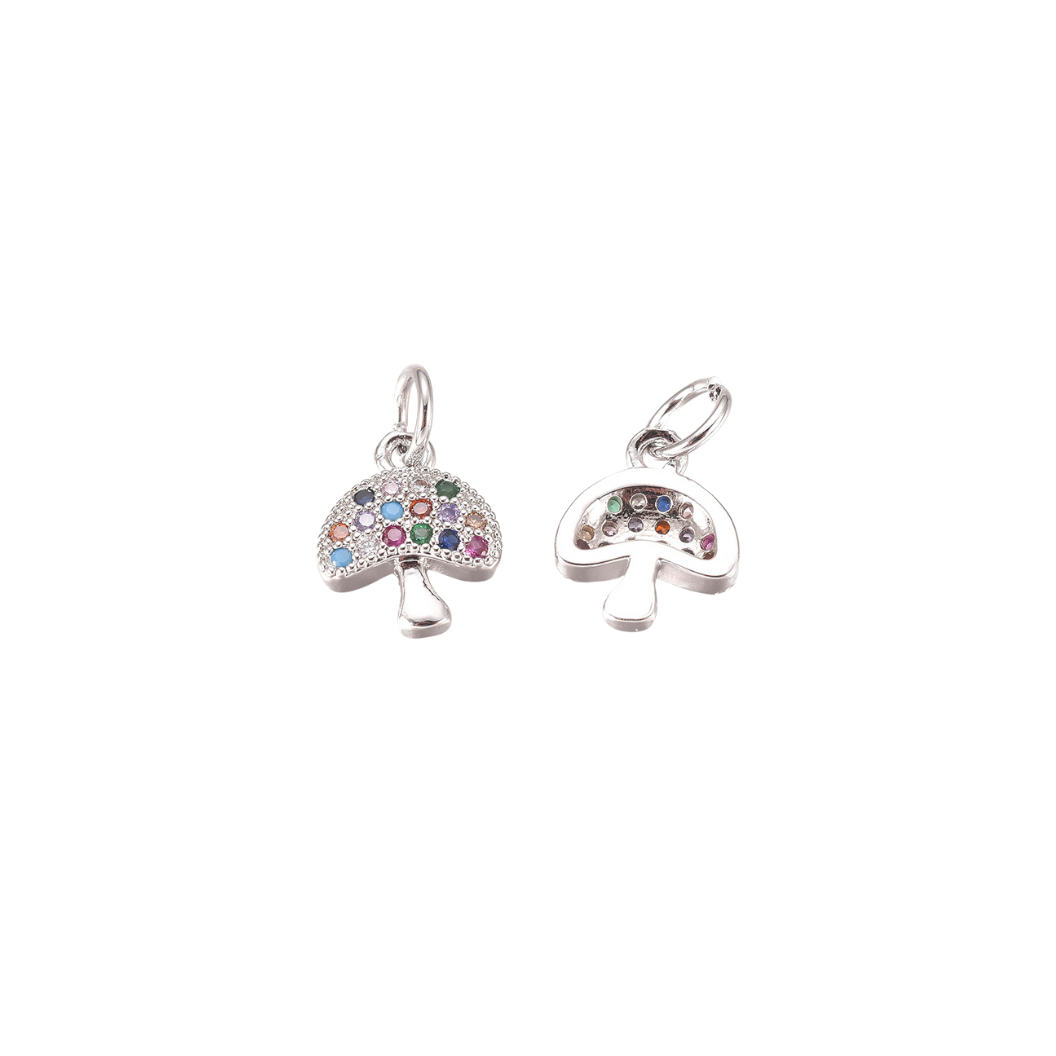 Front & Back View of the Silver Mystic Mushroom Charm