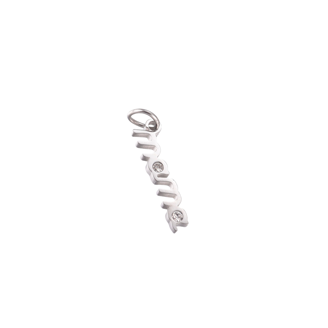 Silver Mama Signature with Cubic Zirconia Charm