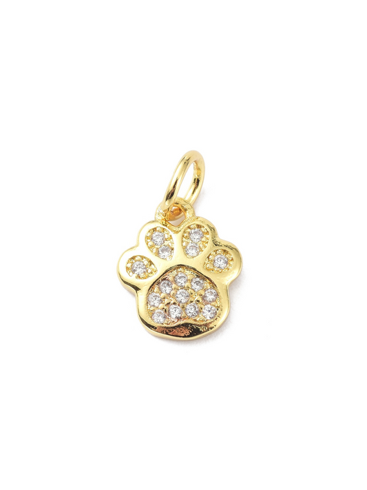 Gold and Cubic Zirconia Paw Print Charm