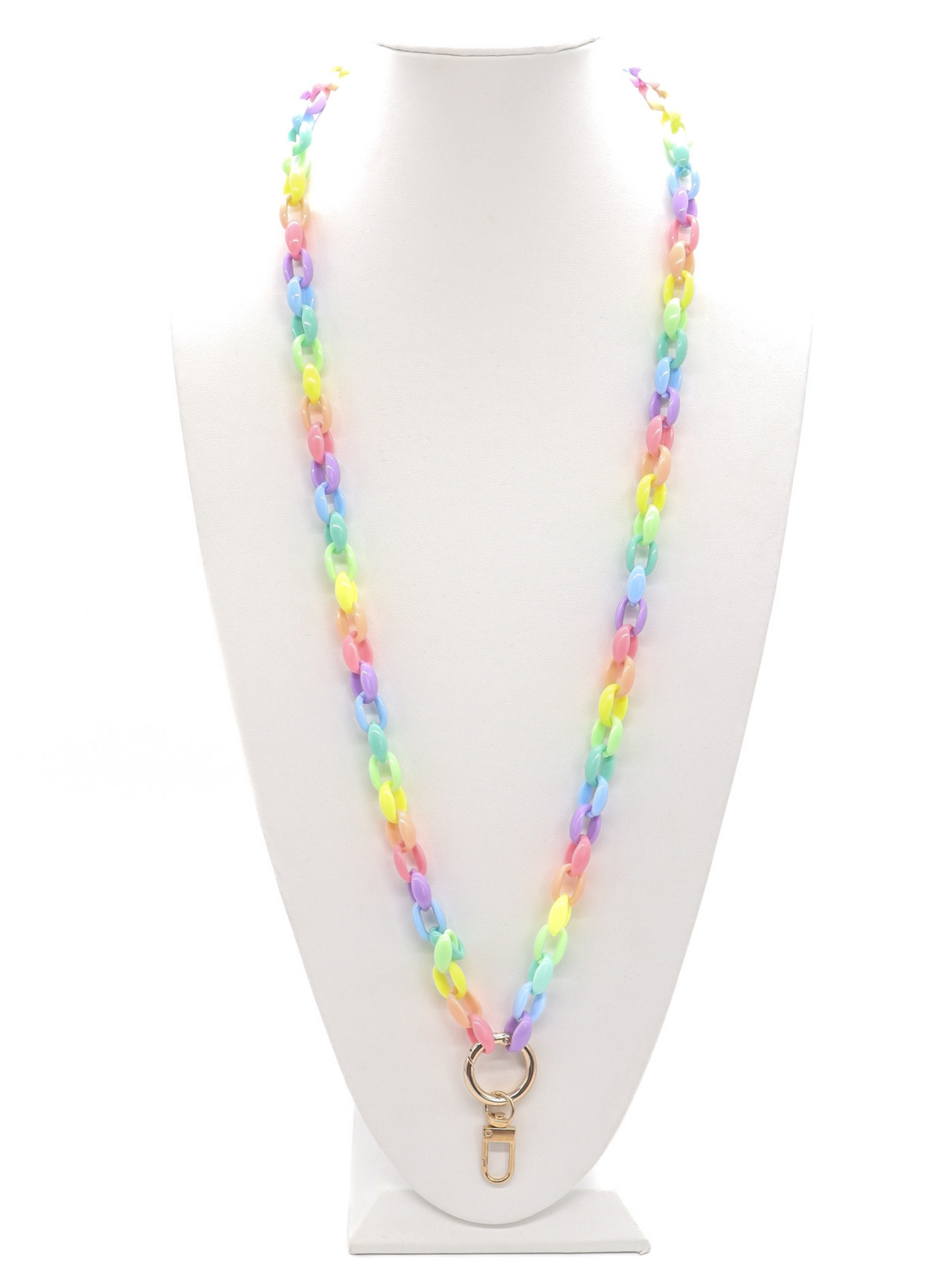 Pastel Rainbow Lanyard with Gold Hardware