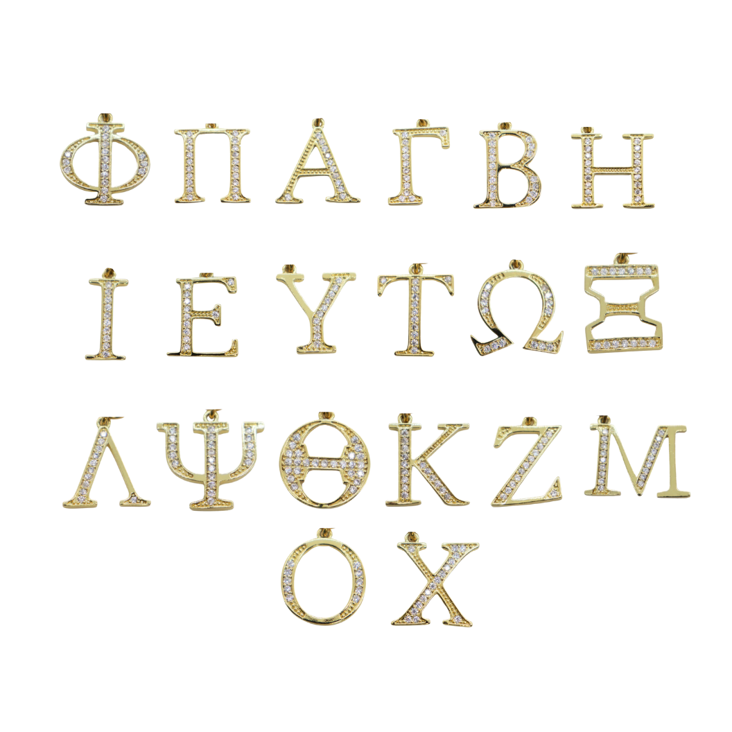 Gold Cubic Zirconia Greek Life Charms