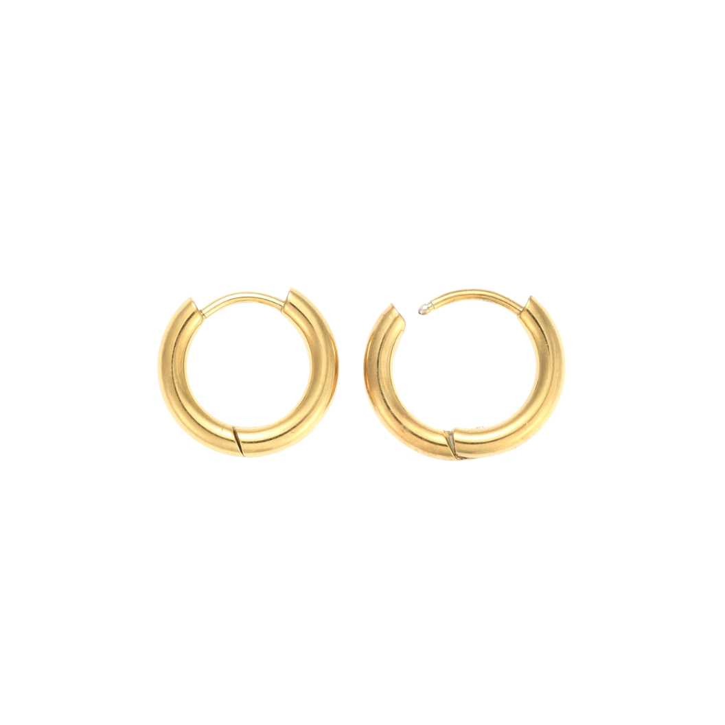 * Gold 18K Ion Plated Huggie Hoop Earrings | Pair