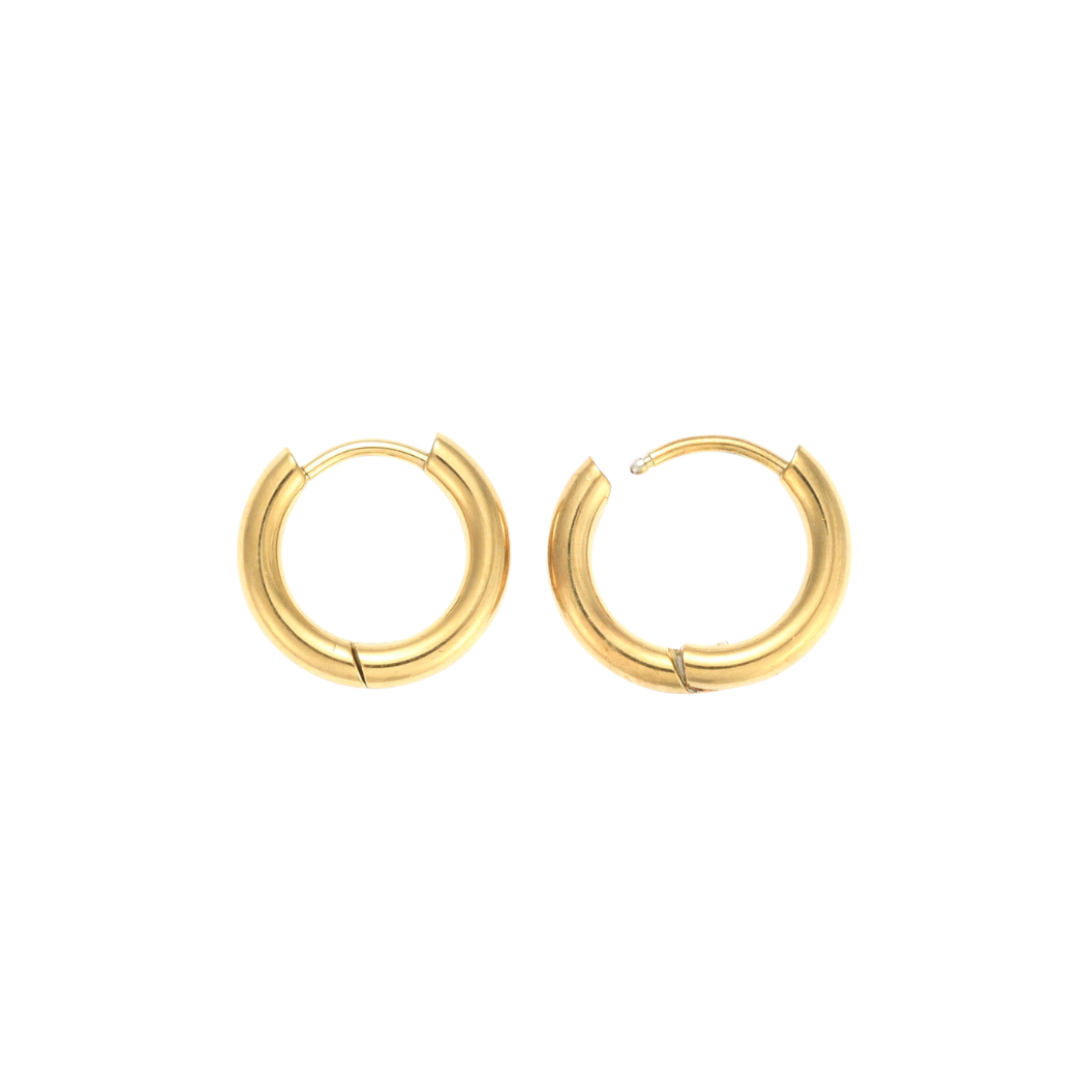 Front view of the Gold 18K Ion Plated Huggie Hoop Earrings | Pair
