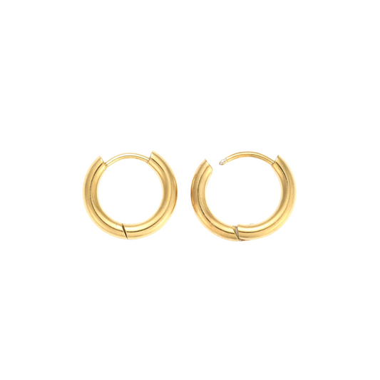 * Gold 18K Ion Plated Huggie Hoop Earrings | Pair