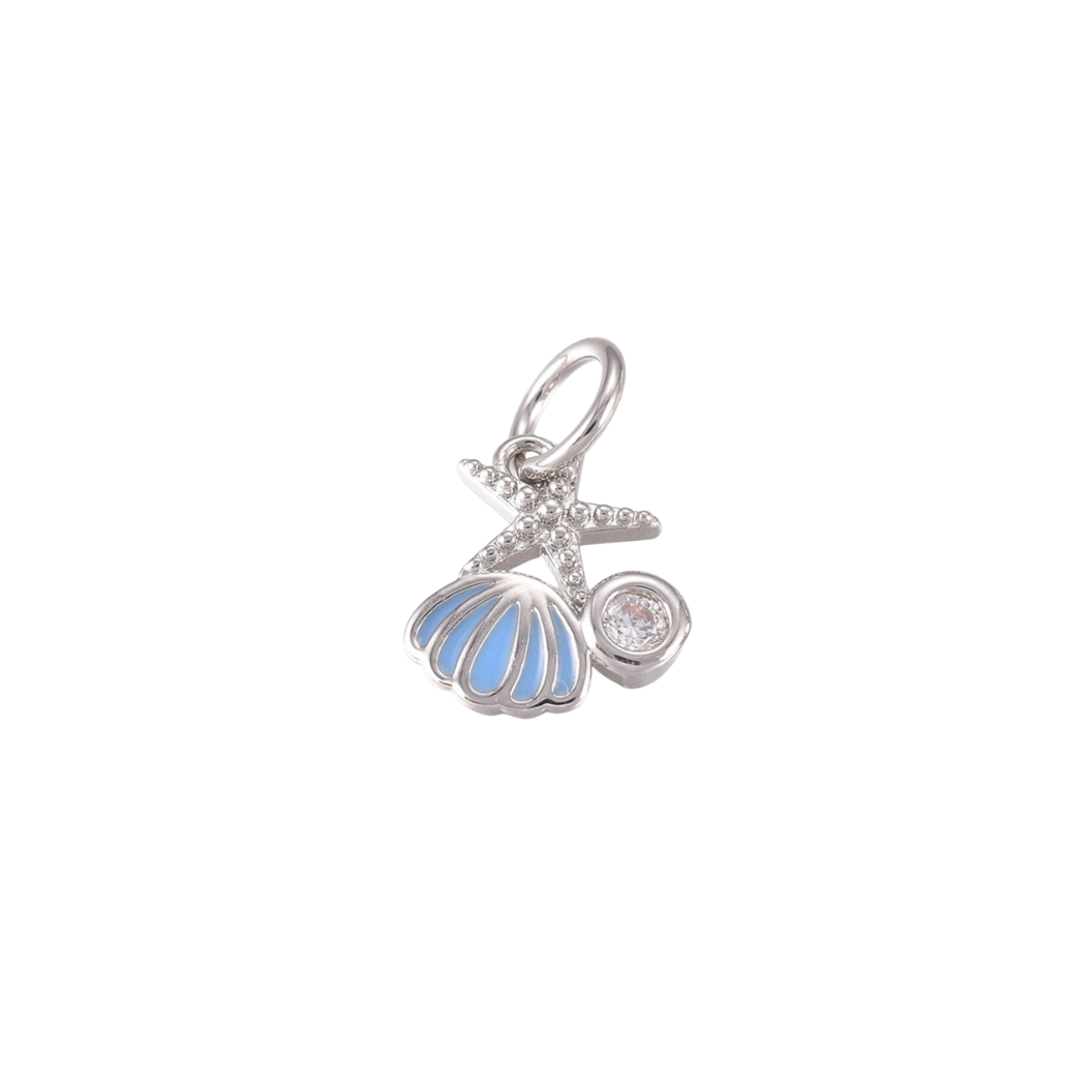 Silver Blue Tide Treasure with Cubic Zirconia Charm