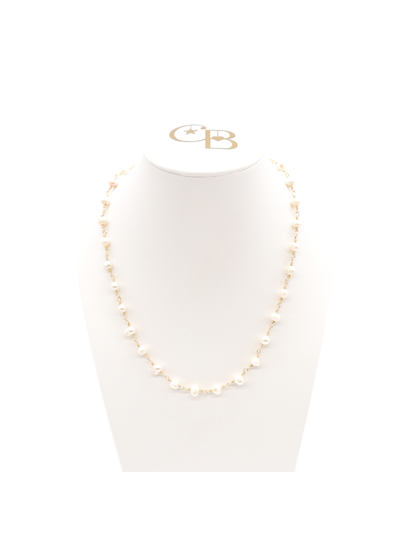 * Gold Beth Pearl Charm Necklace