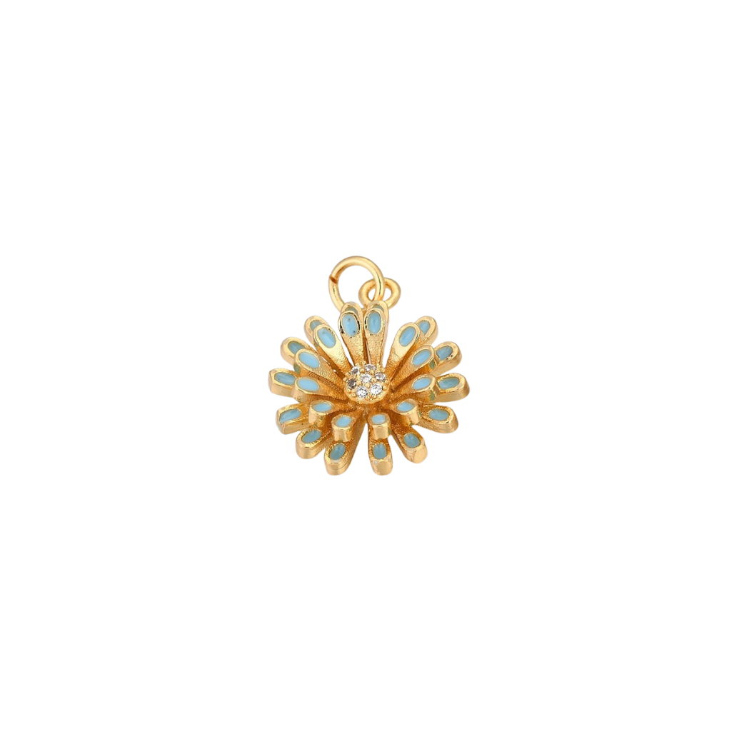 Gold Crystal Bloom with Pave' Cubic Zirconia Charm