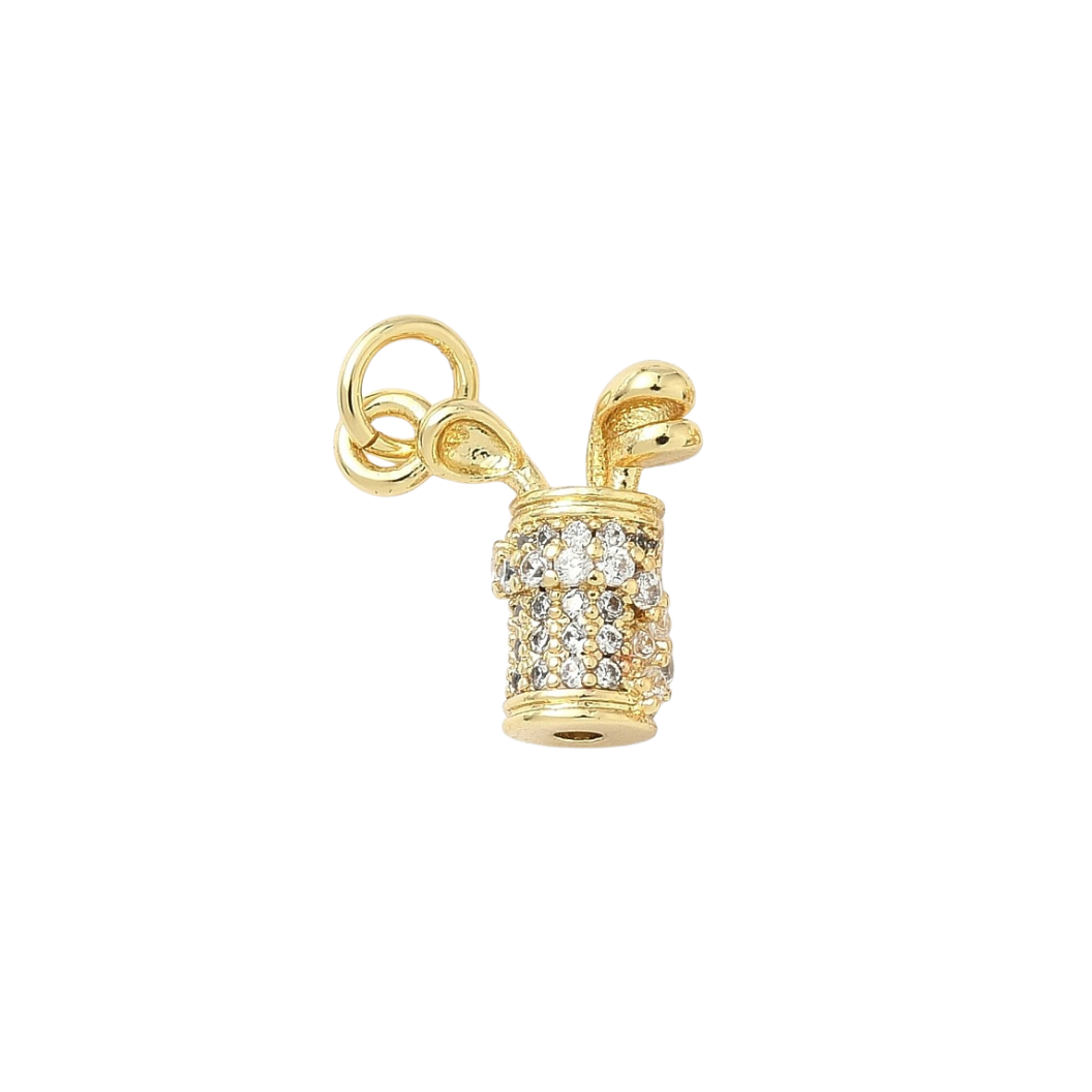 Gold Glitz Golf Bag with Cubic Zirconia Charm