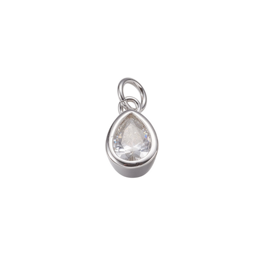 Front View of the Silver Twilight Cubic Zirconia Teardrop Charm