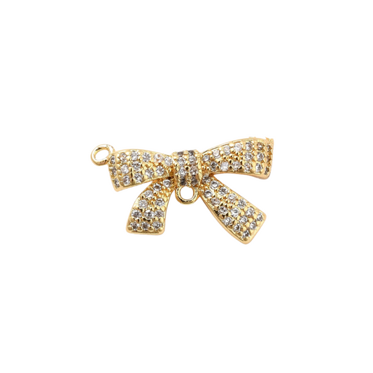 Gold Cubic Zirconia Bow Charm