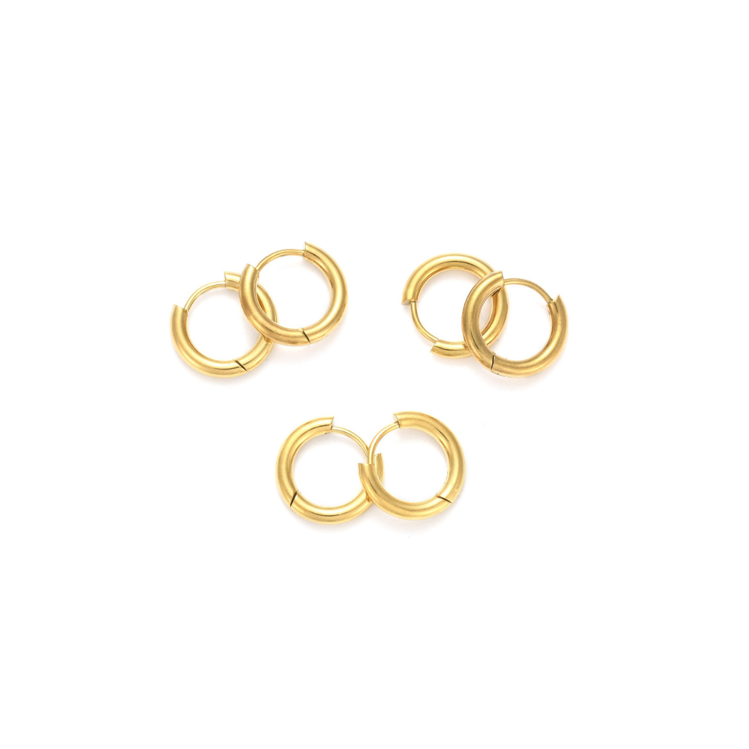 * Gold 18K Ion Plated Huggie Hoop Earrings | Pair