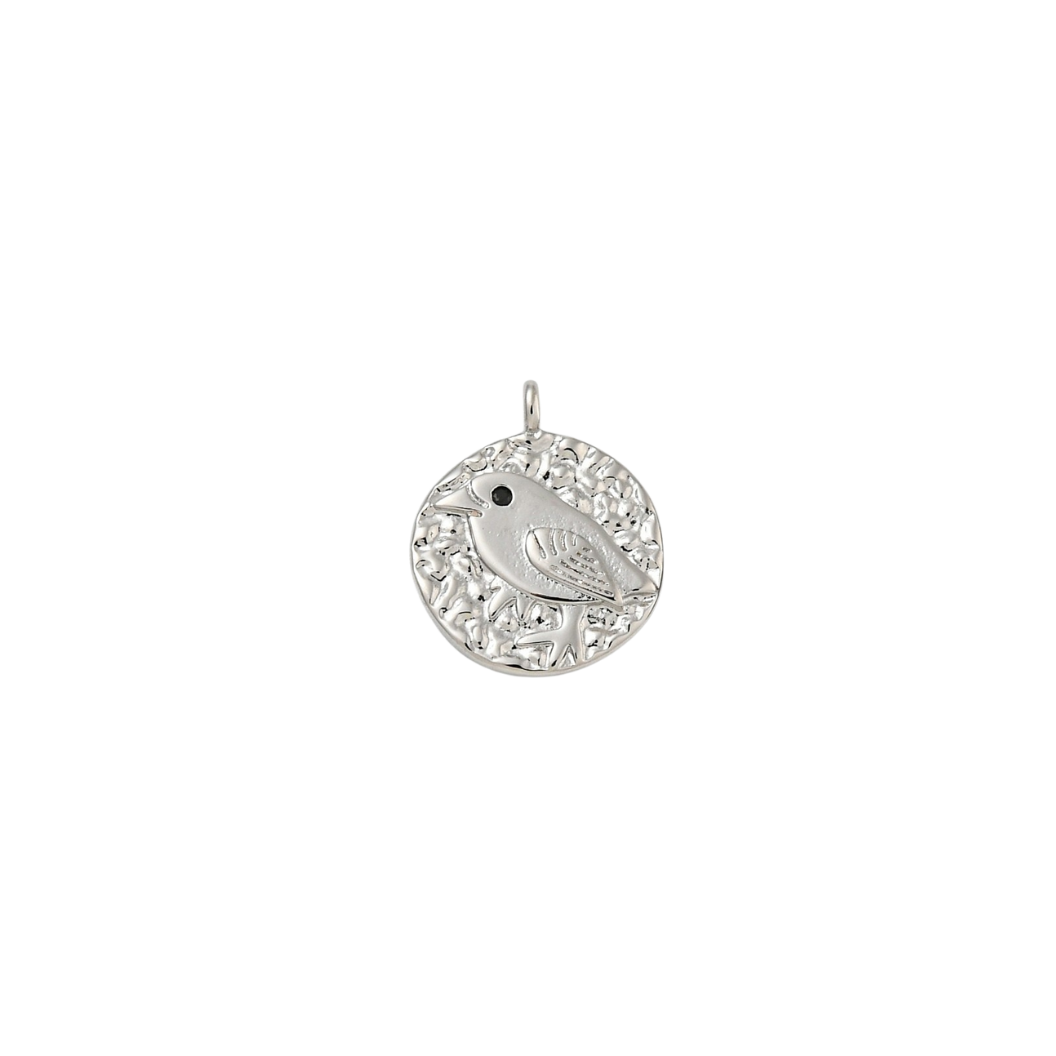 Silver Whispering Wren Charm