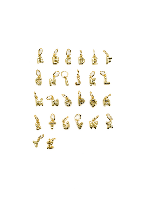 18K Mini Gold Bubble Letters - Wholesale Alphabet