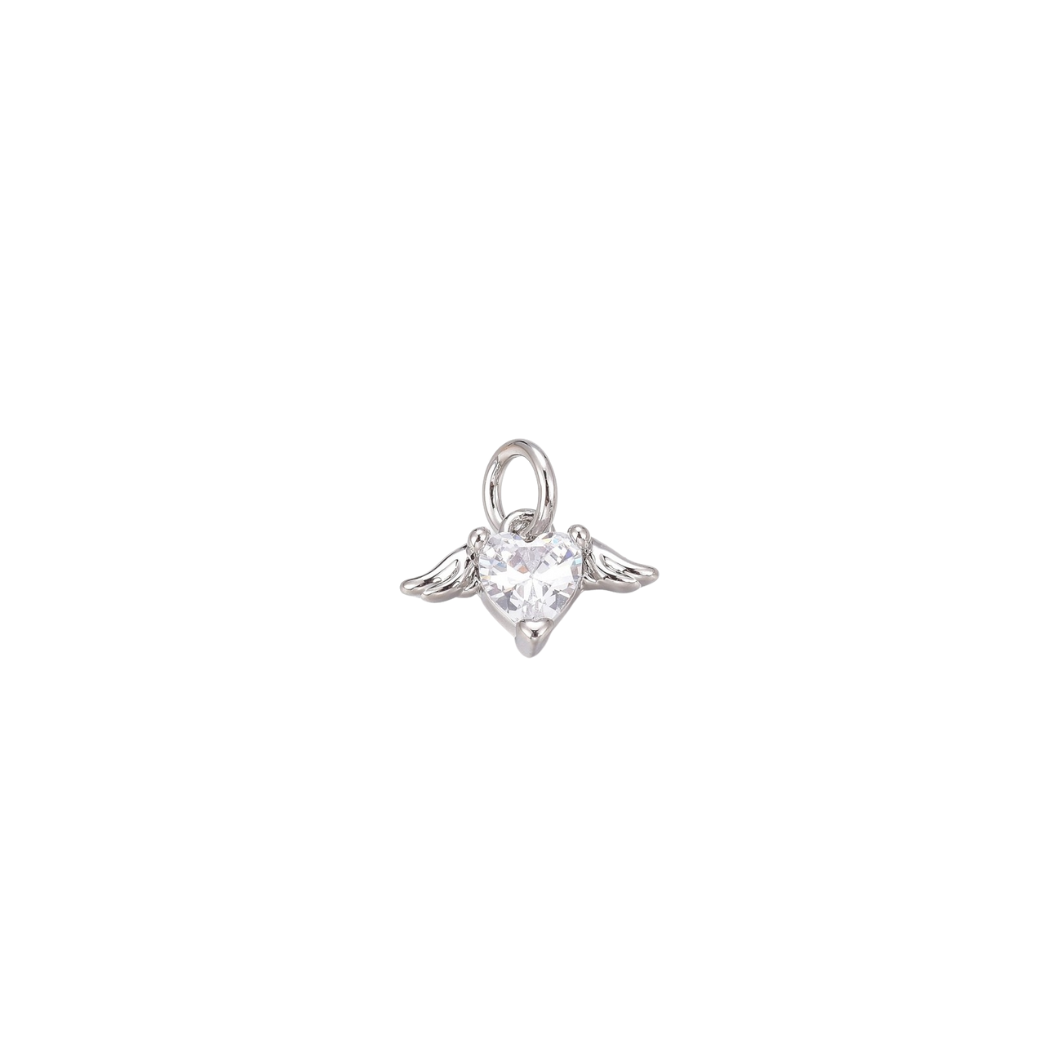 Silver Winged Heart Charm 