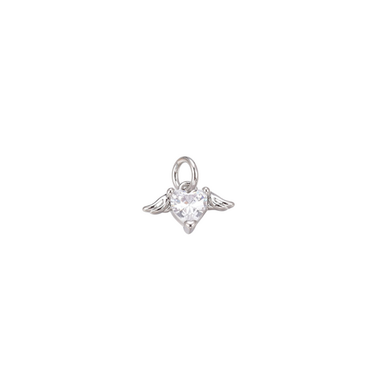 Silver Winged Heart Charm 