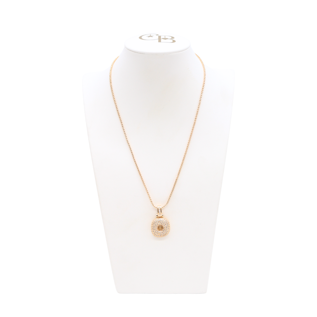 Light Gold Rhinestone Bubble Initial Letter Necklace