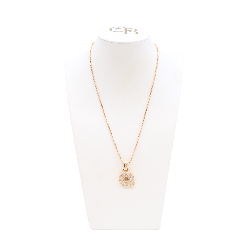 Light Gold Rhinestone Bubble Initial Letter Necklace