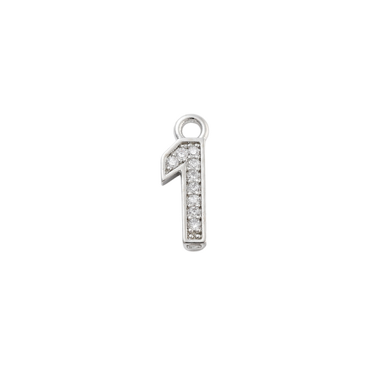 Silver Pave Number Charm | Number Charm