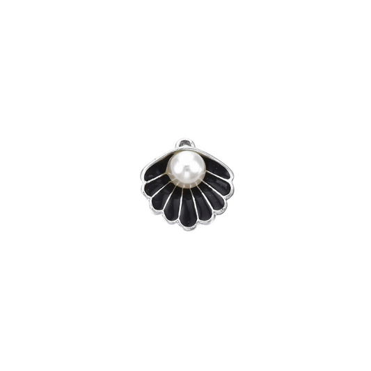 Black Oyster Shell with Pearl Charm 