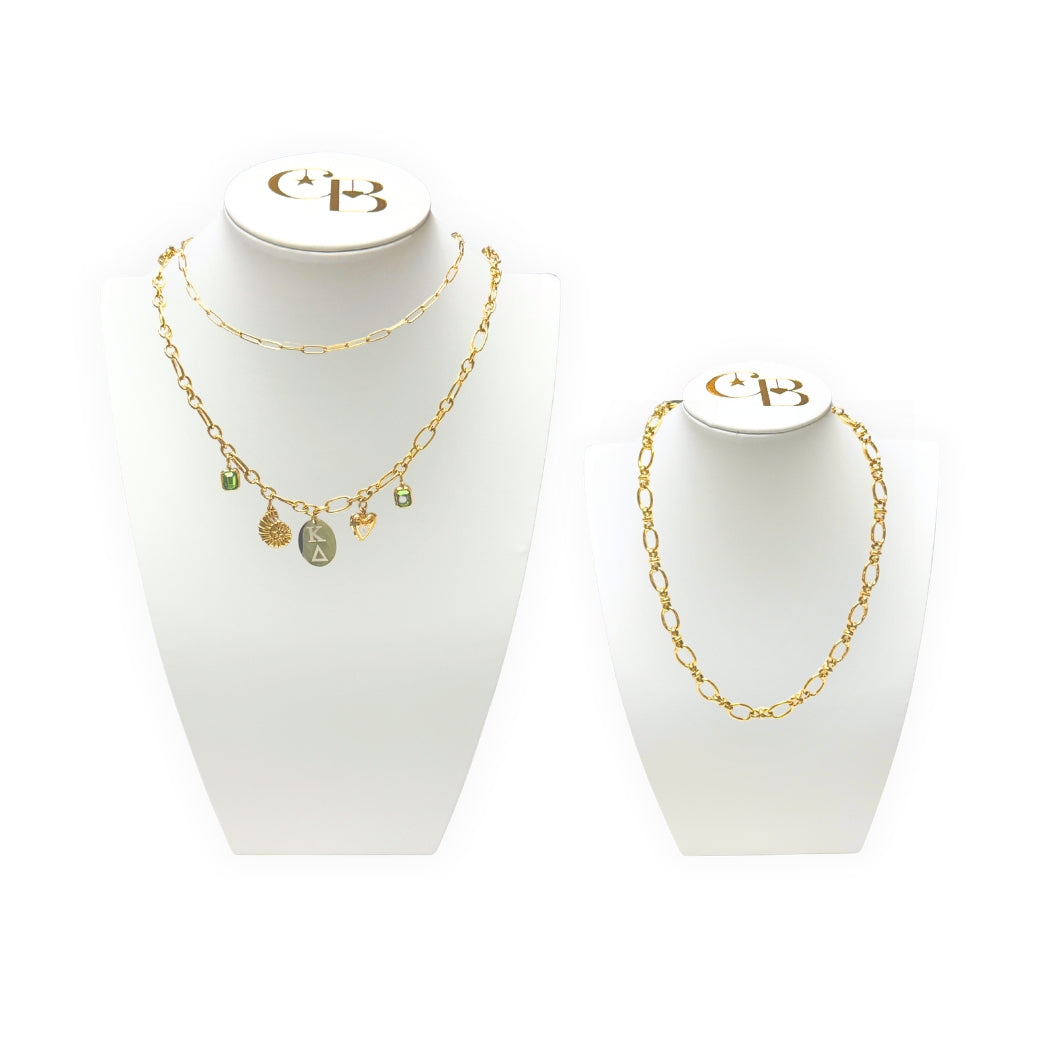 Large and Small Necklace Display Bust - Leatherette on white background with Necklaces 