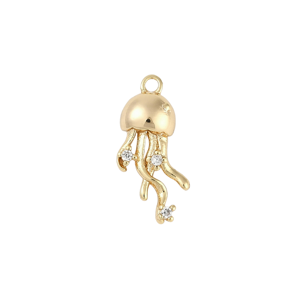 Transparent Gold Jellyfish Dazzle with Cubic Zirconia Charm