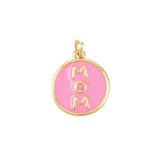 Gold Cherished "Mom" Pink Charm